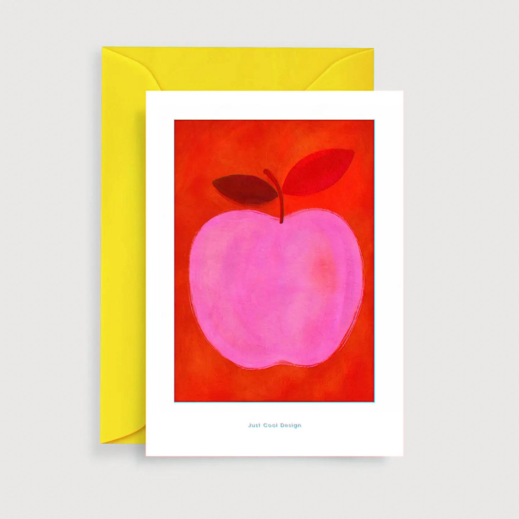 Just cool design Mini Kunstdruck Postkarte Karte mit Kuvert Umschlag Apfel