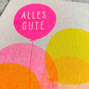 Togethery Karte Postkarte Risographie Riso Druck vegan Fluo Gelb Pink Alles Gute Geburtstag Happy Birthday