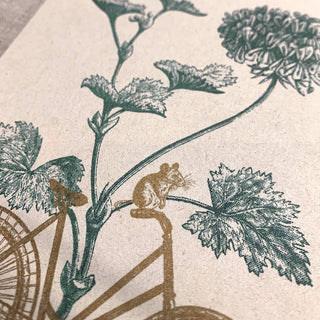 Detail des Risoprints mit Fahrrad und Maus