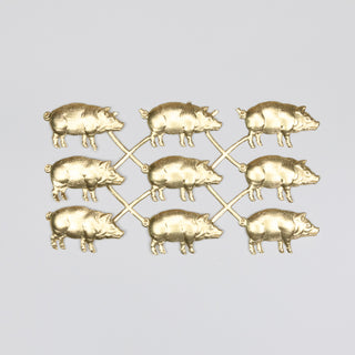 Dresdner Ornamente Pappen Schweine gold